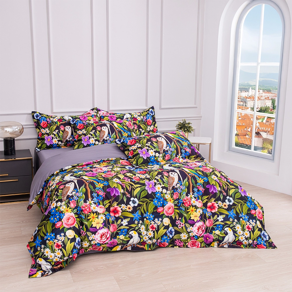 Duvet Cover Sets Cotton Digital Print Vibrant Jungle Bird Duvet Cover Set for Bedroom 1
