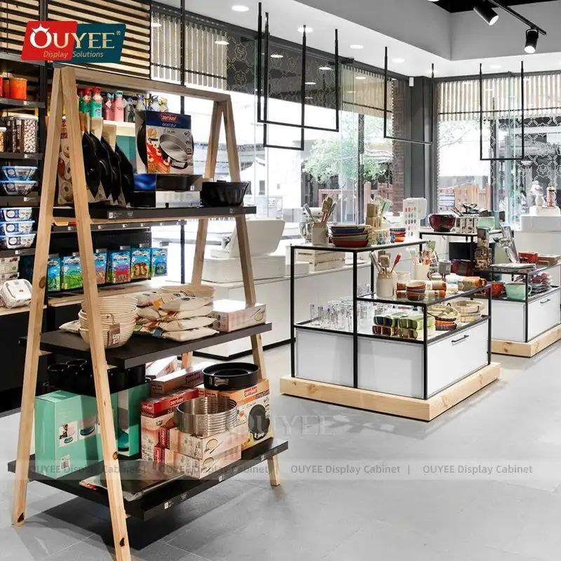 Expositor modular para utensílios de cozinha e prateleira tipo gôndola para balcão de caixa 1