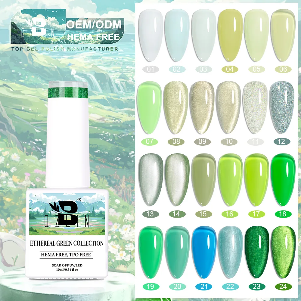 Esmalte de uñas en gel con purpurina estilo ojo de gato vegano de 24 colores, serie primavera 2025 de Bozlin, sin hema 1