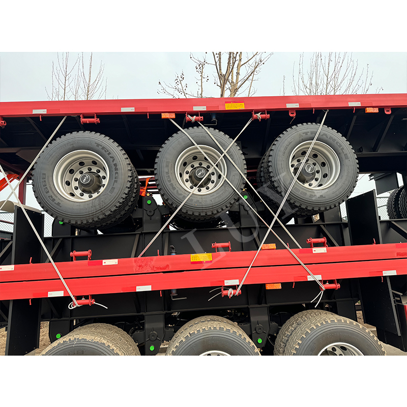 3 ejes de 40 pies de transporte de contenedor semi de cama plana 7