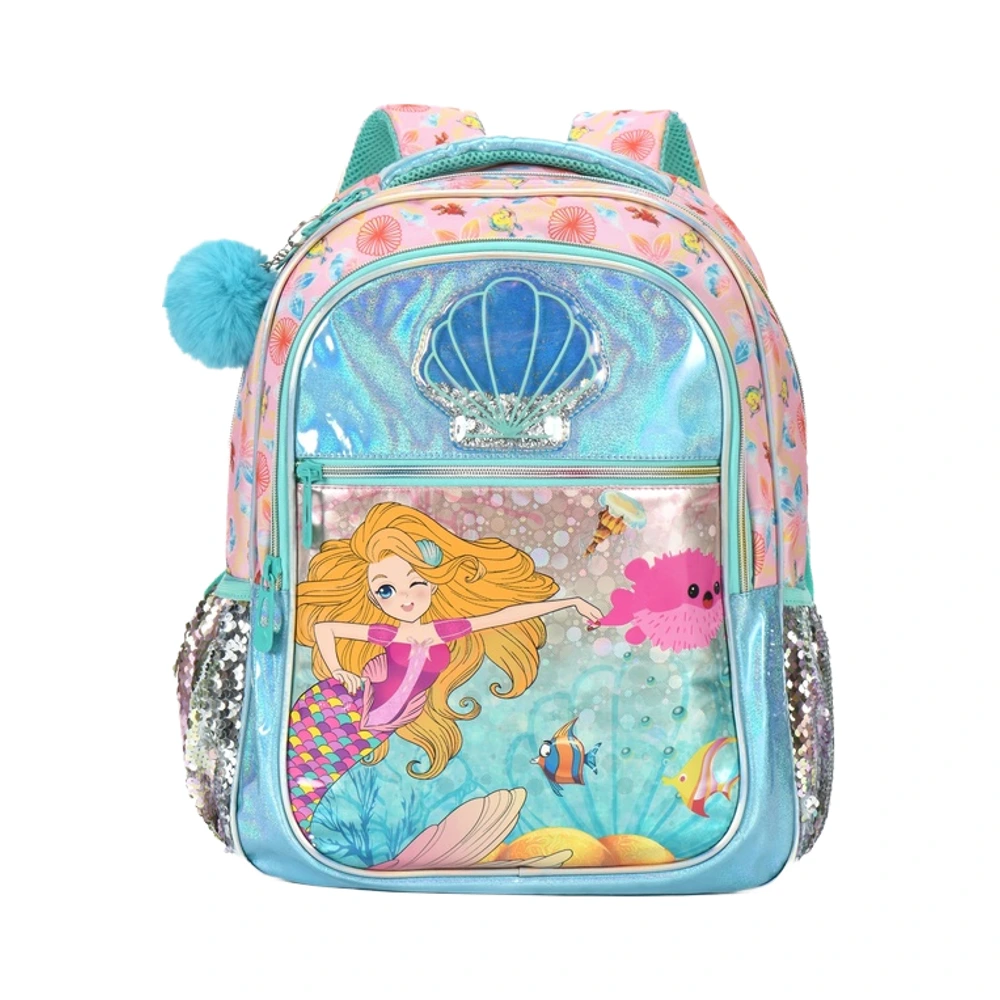 custom backpack manufacturers New Arrival Kids Cute Mermaid Sequins School Bags Custom Cartoon Student Backpack For Girls Elementary School 1
