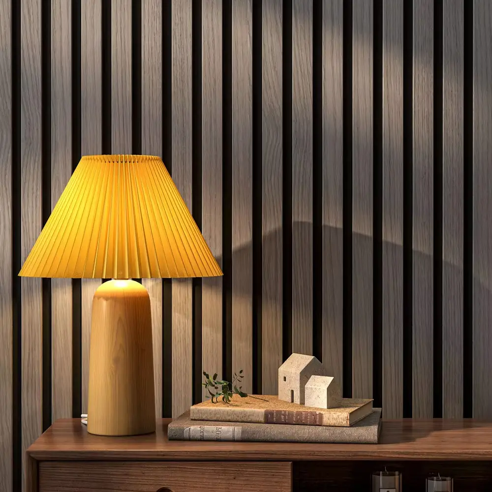 Ash Color Wooden Slat Acoustic Wall Panel Decorative Akupanel 2400x600mm 1