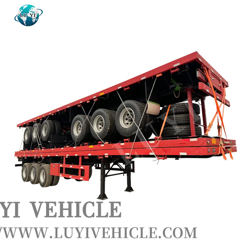 Used 2/3/4 Axle 60-80t Flatbed Semi Trailer | LUYI 1