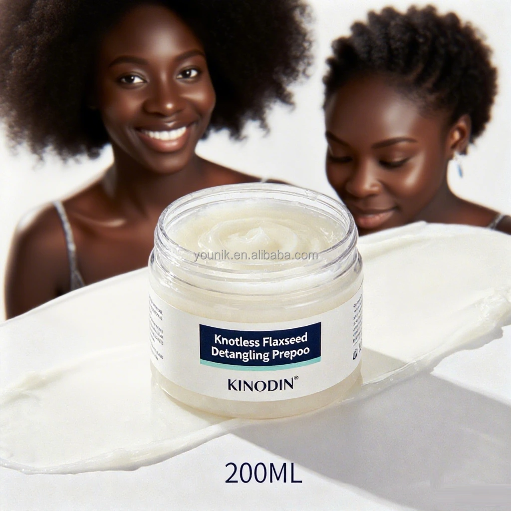 Organic Herbal Pre-shampoo Detangle Cream Natural Curly Hair Knot Less Moisture Nourishing Aloe Vera Avocado Flaxseed Prepoo 1