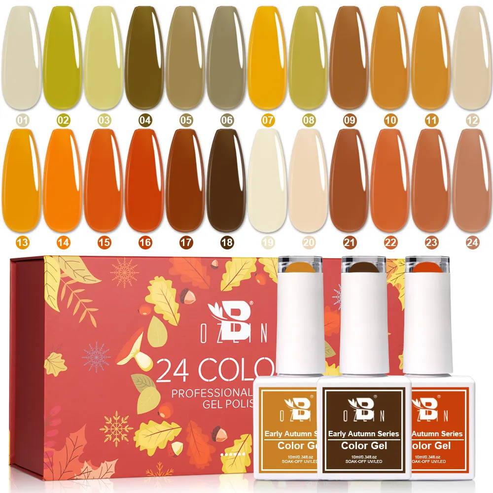 Набор из 24 лаков для ногтей Bozlin Autumn Soak Off UV Gel Nail Polish Set (10 мл) с услугой OEM. 1