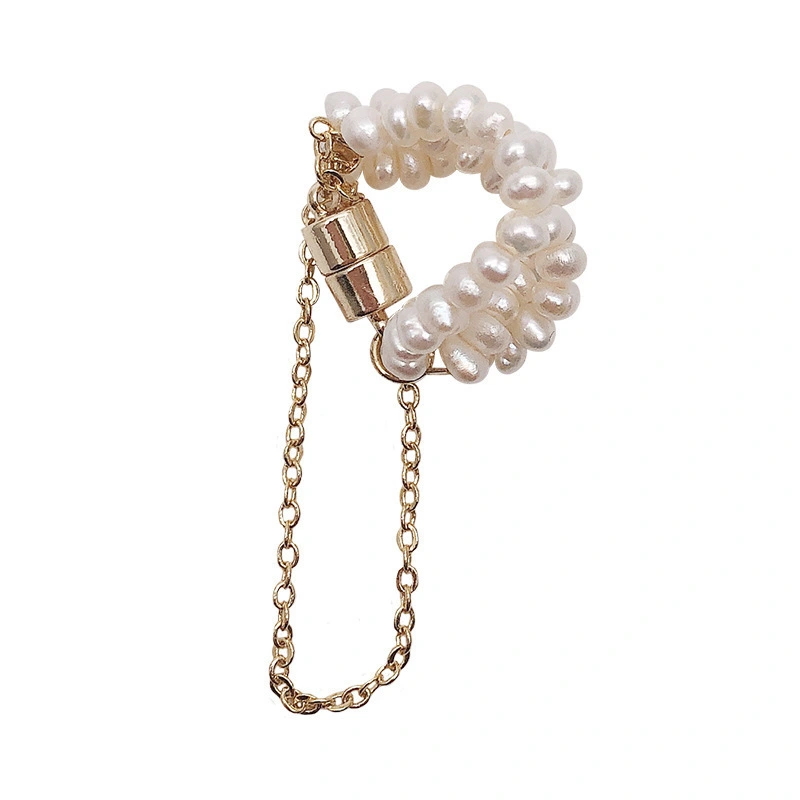 Wholesale Explosion Of Modern Fashion Button Natural Fresh Water Pearl Tassel Earrings Lady Bone Clip Earrings 1