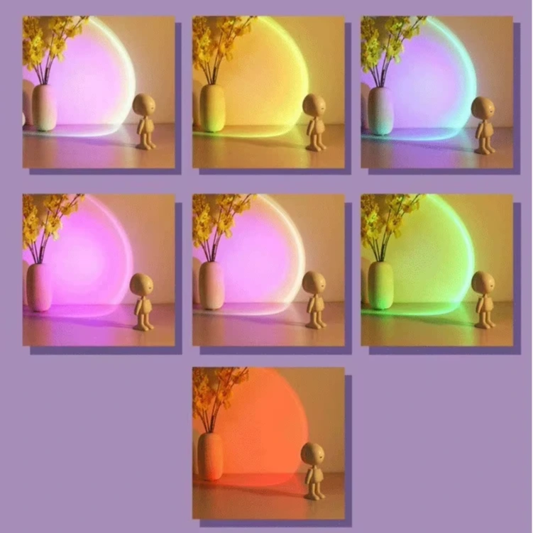 Astronaut Sunset Lamp GL-DCRGB Rechargeable 360° Rotating LED Night Light with 7 Color Changing Modes, USB-Powered Touch Control Ambient Lighting for Bedroom Decor 1