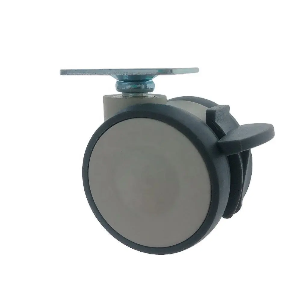 2 Inch 50mm Small Heavy Duty Hospital Equipment Twin 150kgs Loading Capacity Swivel Brake Locking Noiseless Caster Wheels 1