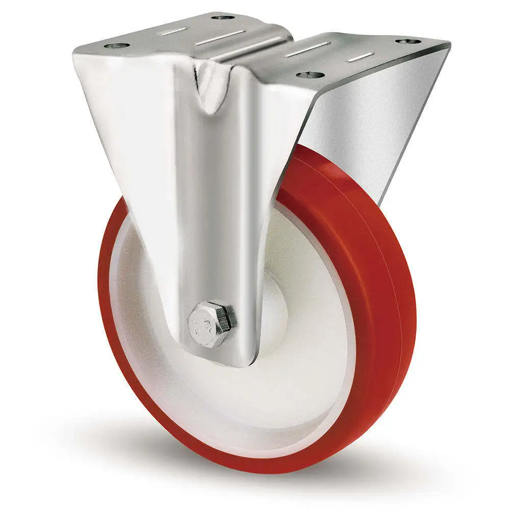 125mm European Style Industrial 5 Inch Caster Wheels With Roller Bearing Red Pu Casters Wheel 1