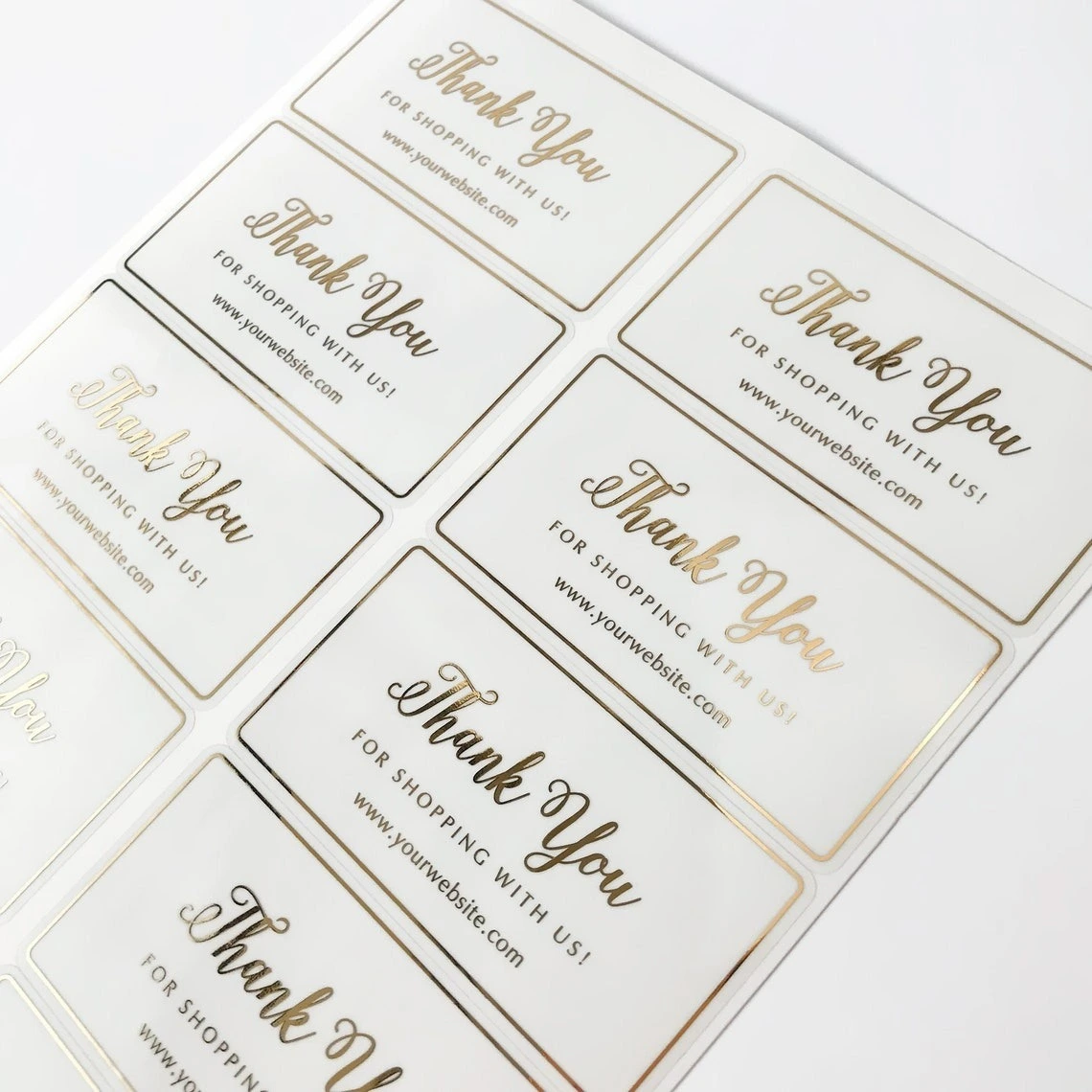 Custom Gold Foil Clear Label - Rose/Silver Business/Wedding 1