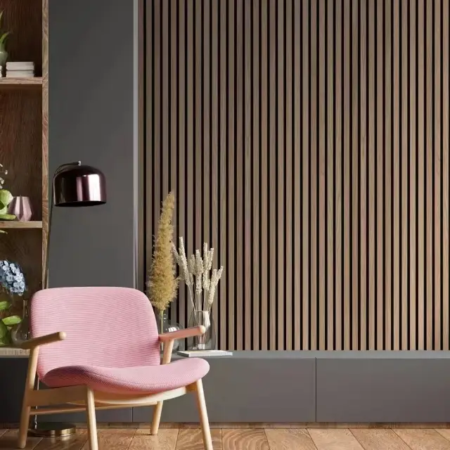 Akupanel FSC Walnut 3D Wooden Acoustic Slat Wall Panel for Decoration 1