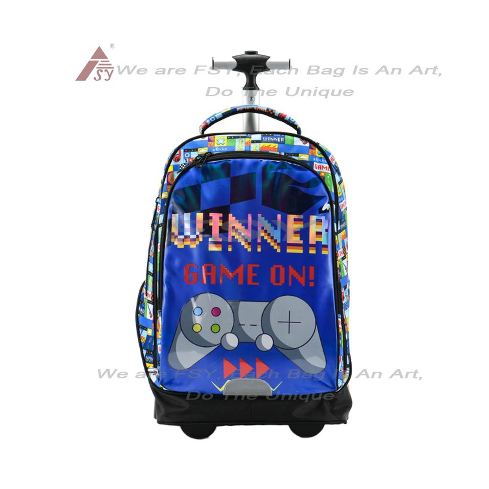 Fsy Custom 18 School Trolley Bags Outdoor Travel Suitcase Student Large Capacity Pull Rolling Backpack With 2 Wheels Removable 1