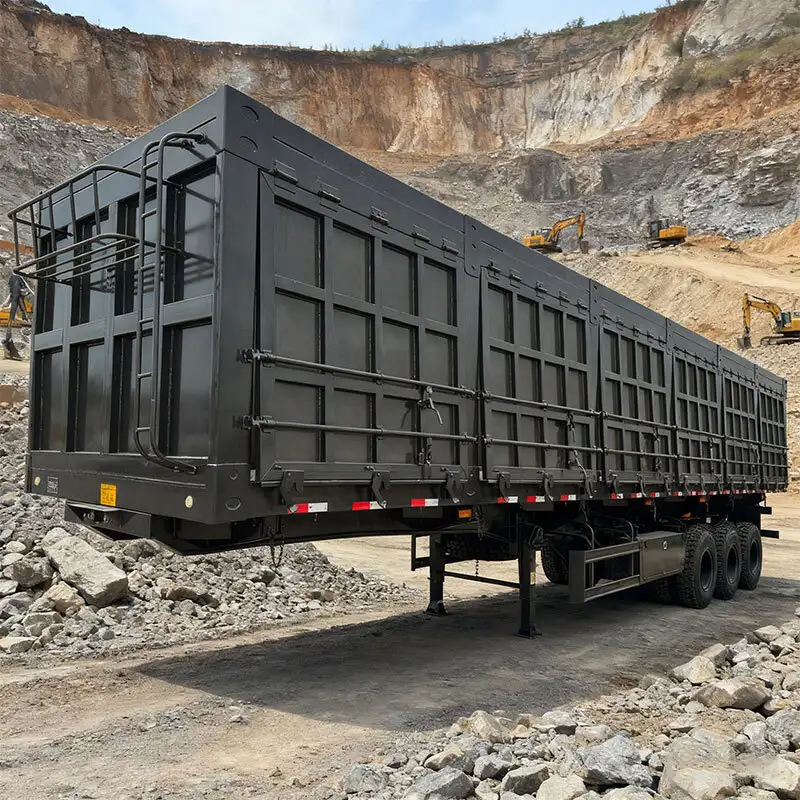 3 Axles Grain Transporting Side Tipping Dump Semi Trailer 1