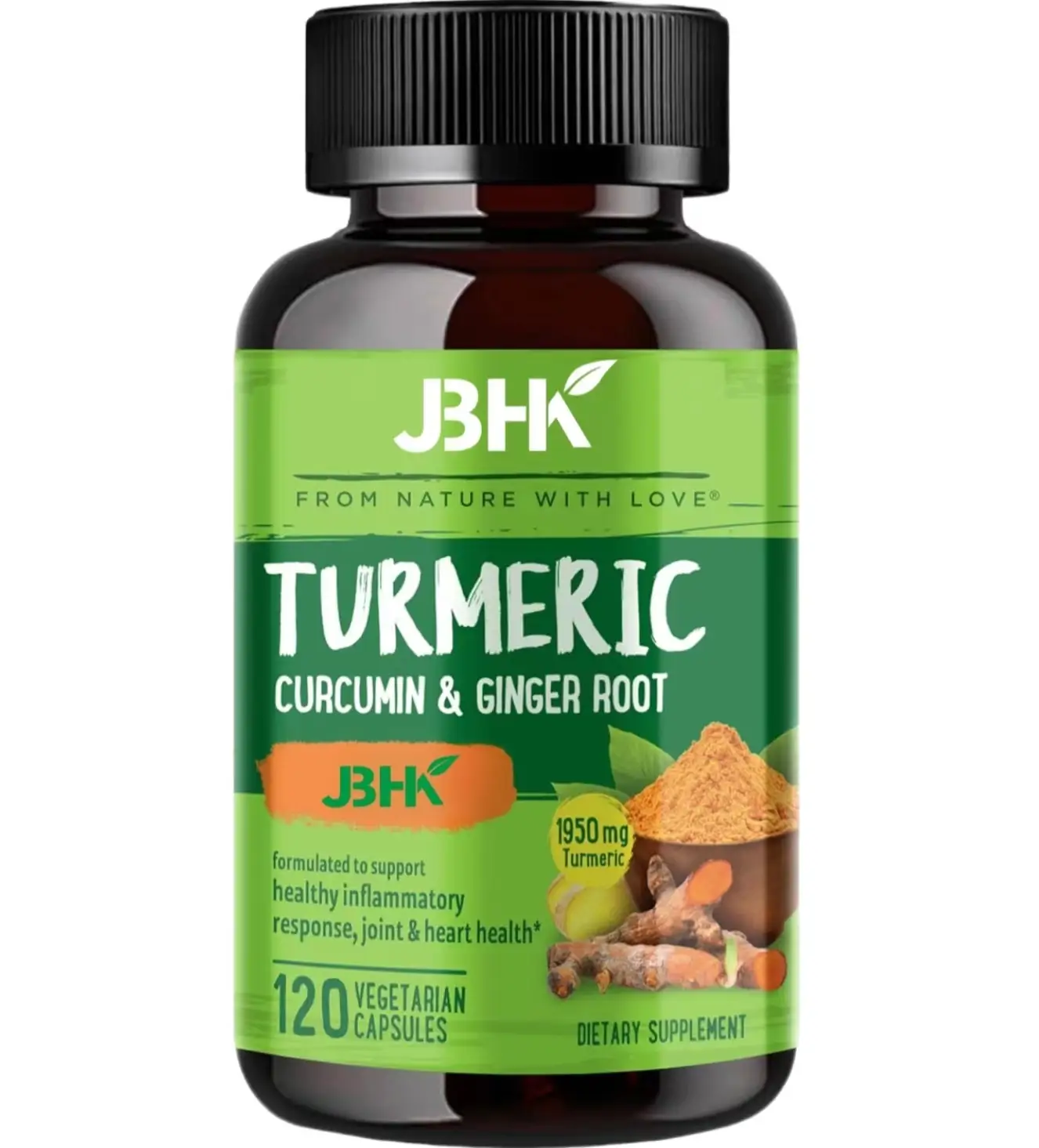 120 Vegan Turmeric Curcumin Caps w/ Ginger & Bioperine - OEM 1