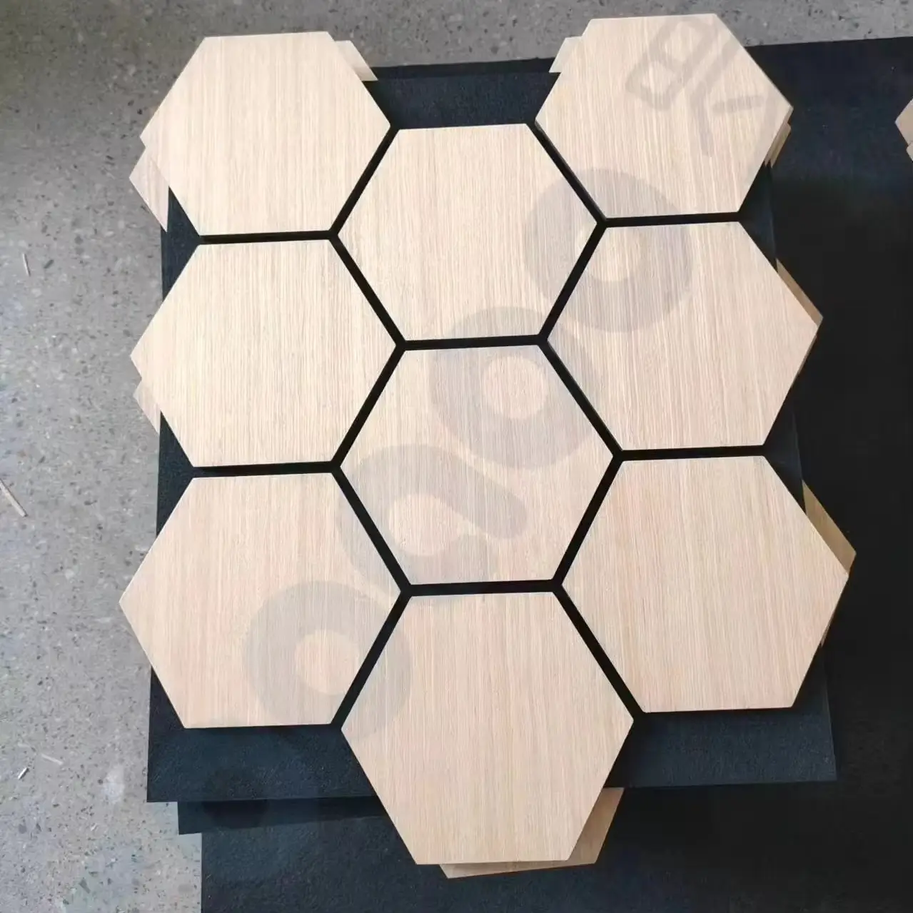 Hexagon Real Wood Veneer Acoustic Wall Panels Soundproof Decorative Panels 1