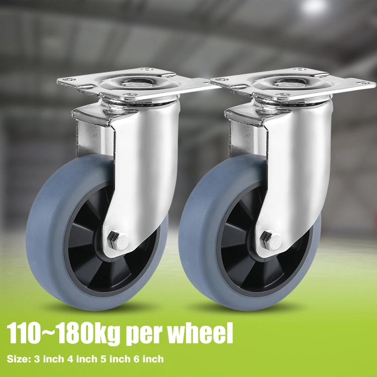 Wholesale 150mm 6 Inch Workshop Hand Cart Medium Heavy Duty Revolving Thermoplastic Rubber Tpr Plastic Caster Wheels 1