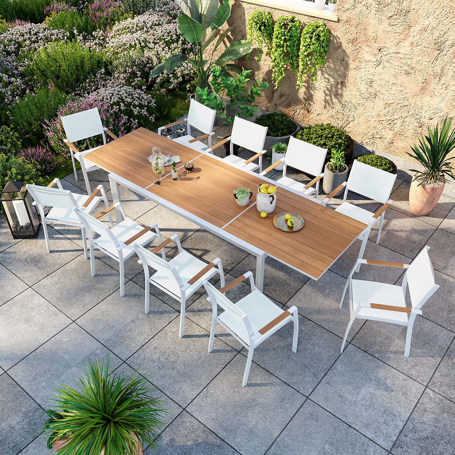 Outside Armchairs Garden Dining Chair With Extendable Table Backyard ...