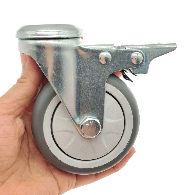 3 Inch Thread Guard Total Brake Medical Surgical Equipment Stemless Hollow Stem Bolt Hole Tpr Thermoplastic Rubber Castor Wheel 1