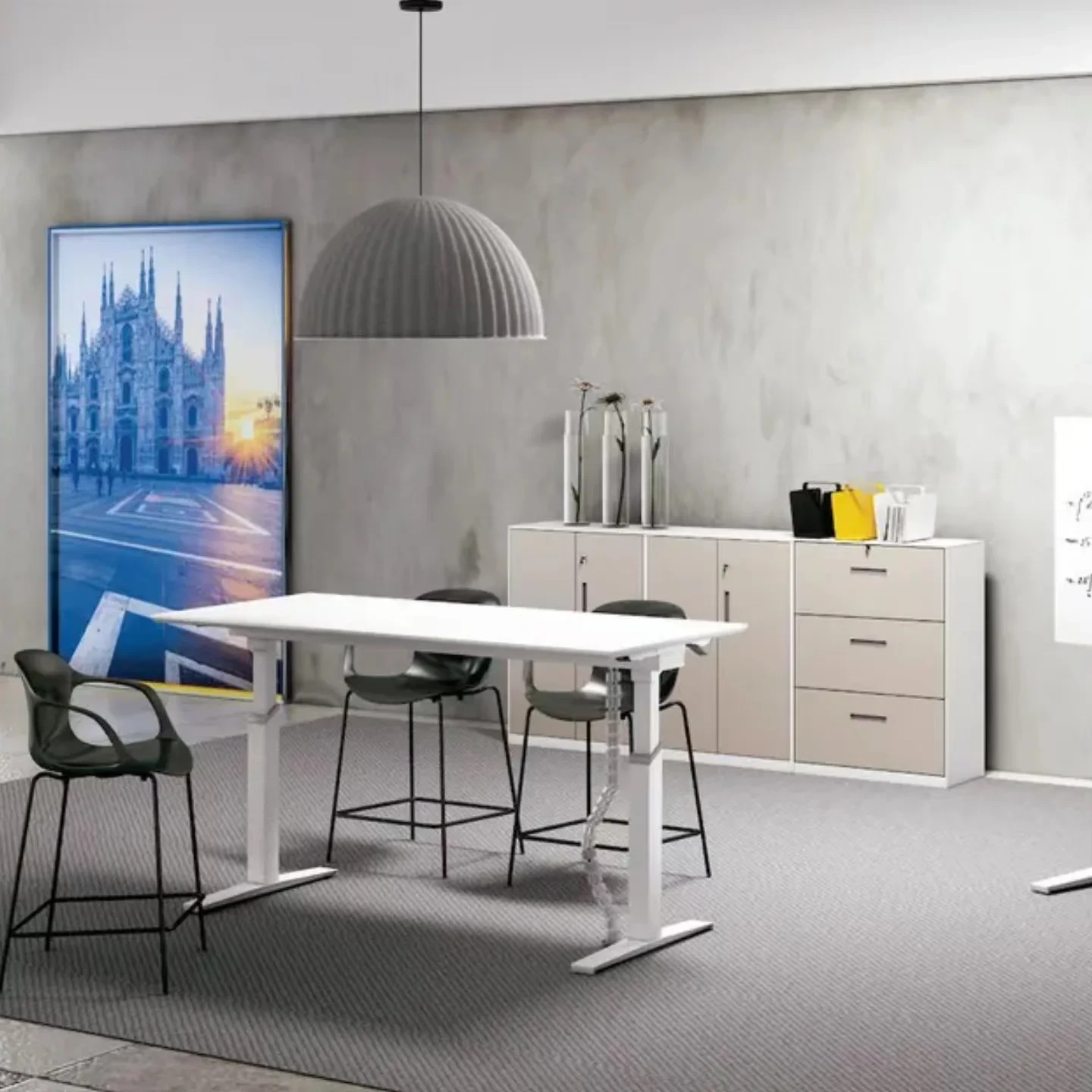 Table de conférence réglable en hauteur, bureau d'étude ergonomique électrique, bureau intelligent 1