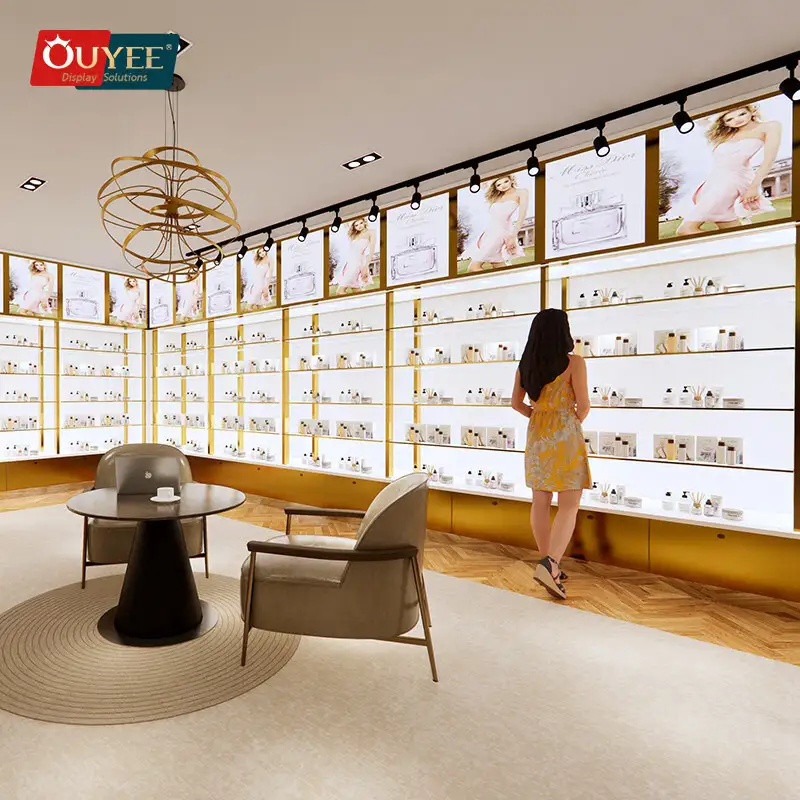 Vitrine para loja de perfumes e cosméticos com iluminação LED. 1