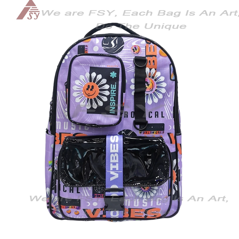 Custom Logo Zipper School Bags With Multi-pockets Kids Girls Middle Student Backpack Women's College Laptop Backpack For Travel 1