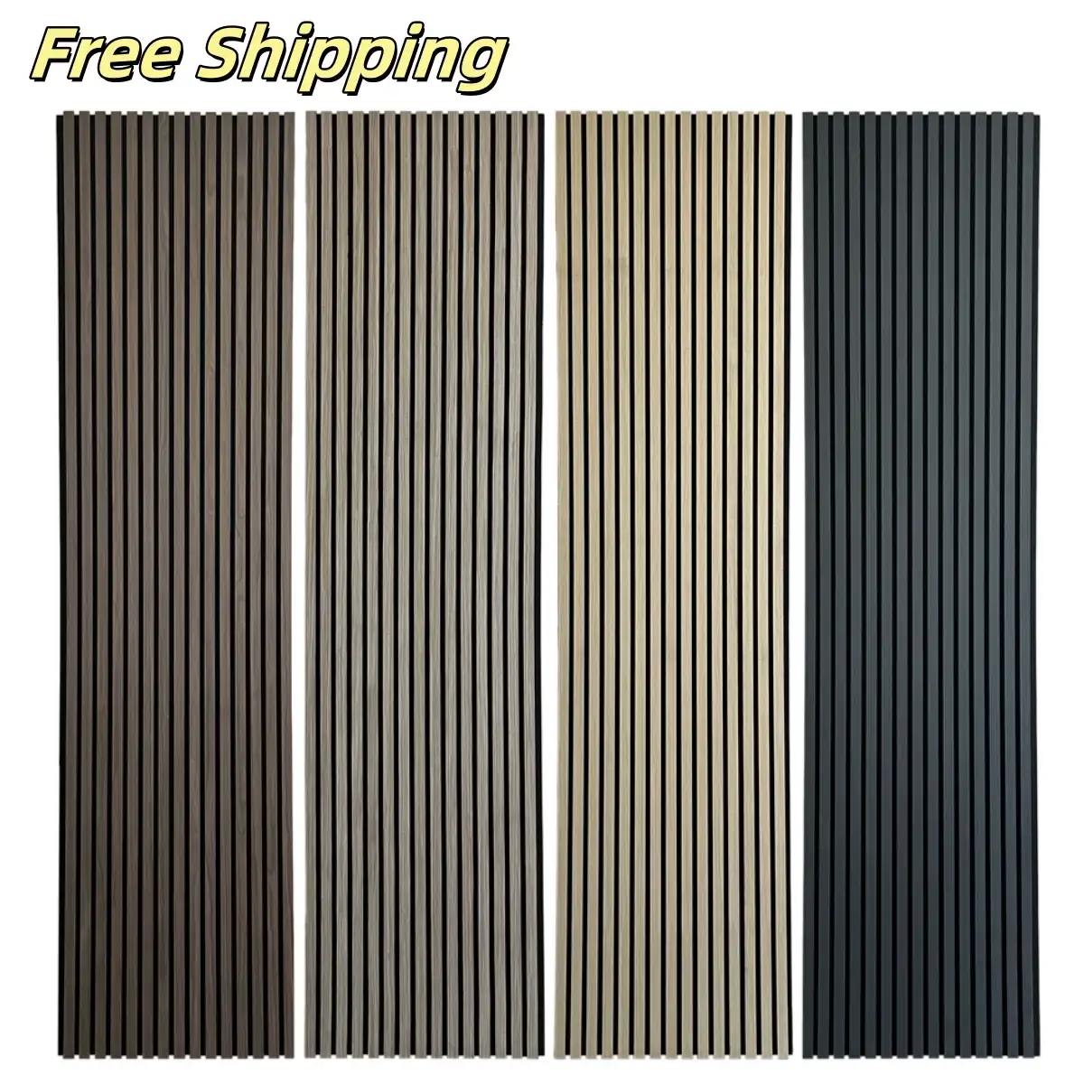 Natural White Oak Acoustic Slat Wall Soundproof Panel with LED Strip - US Ship 1