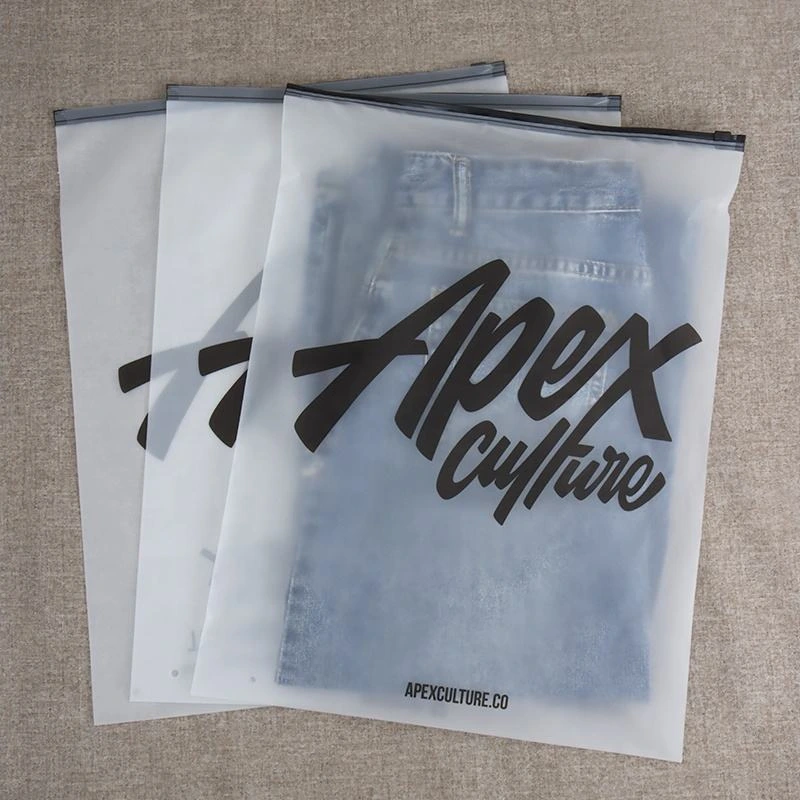 生分解性印刷包装Tシャツ衣類バッグビニール袋カスタムフロストジッパー包装衣類用 1