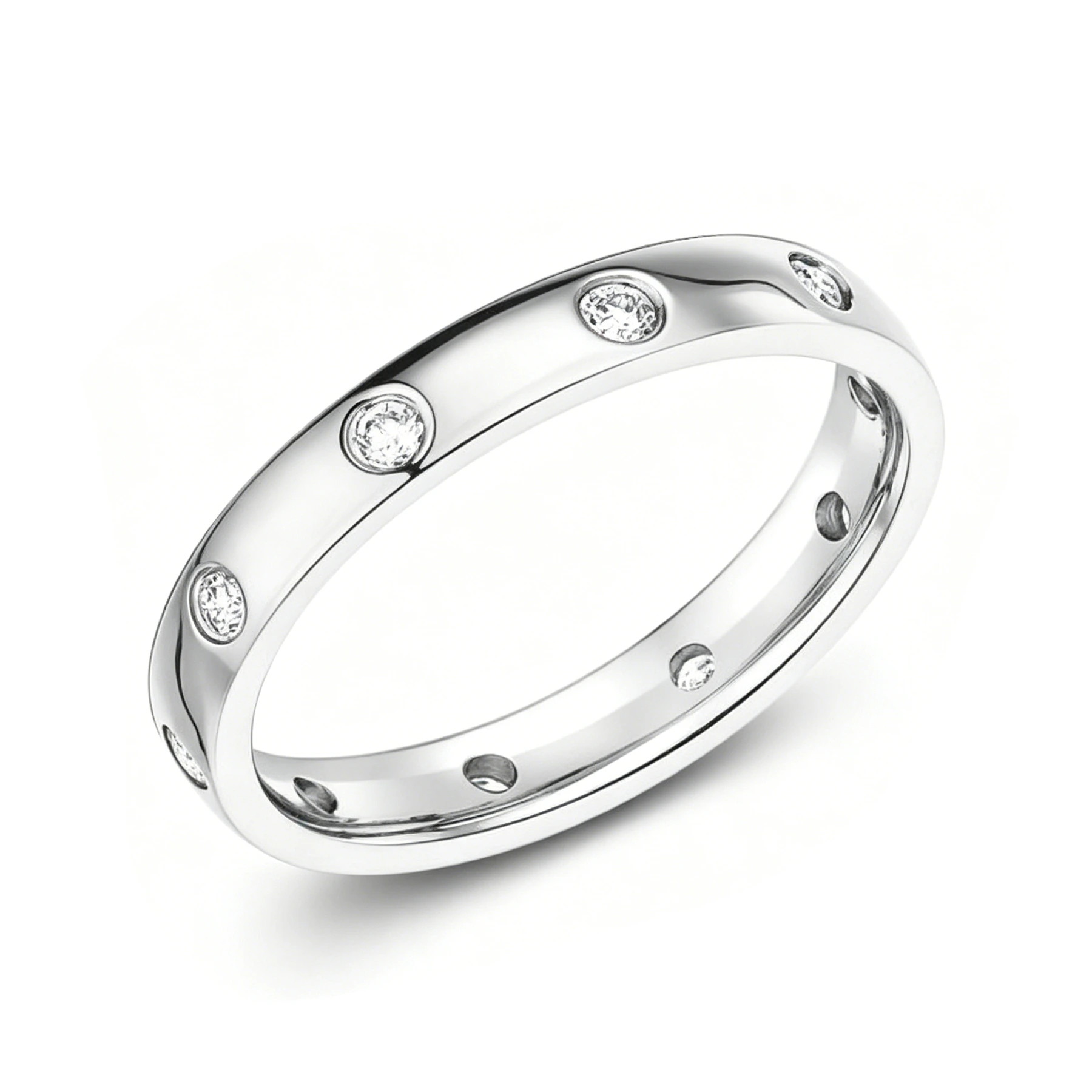 Trendy Pd950 Platinum Wedding Ring All-around Diamond Inlay Eternity Band 1