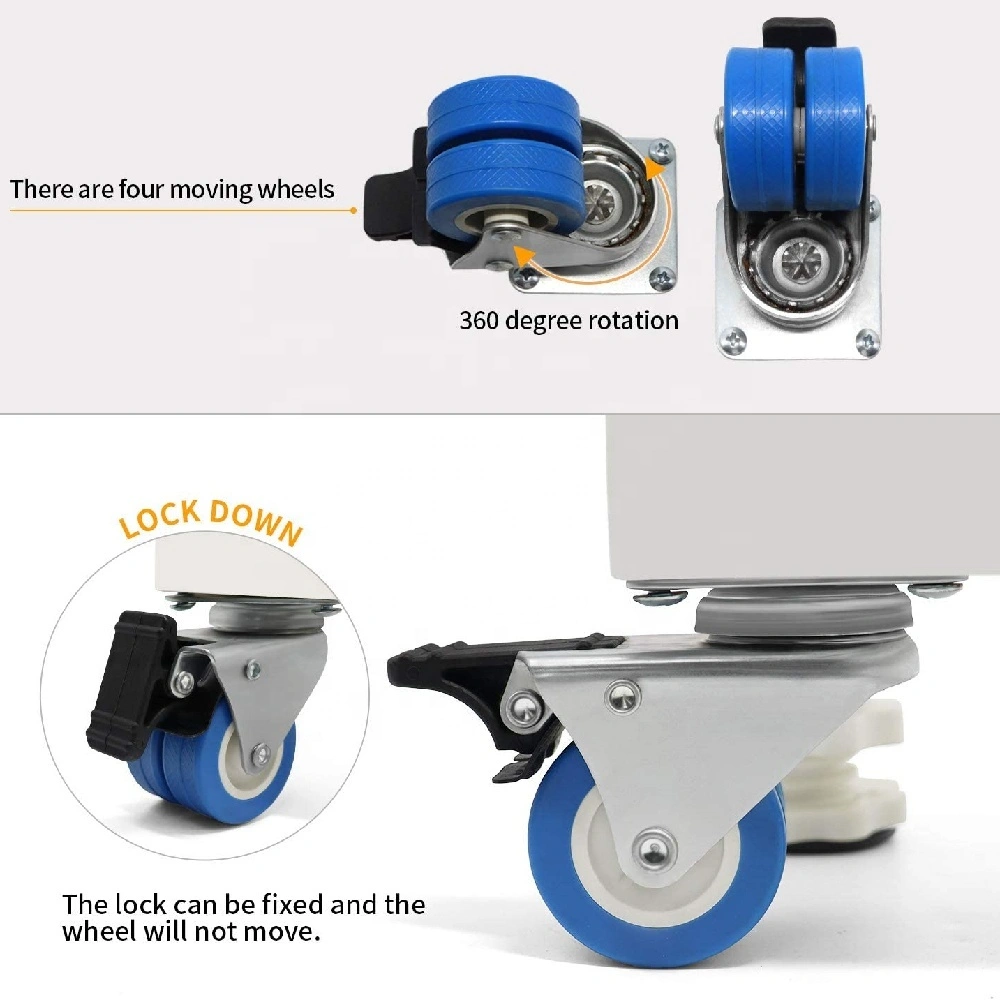 2 Inch 50mm Zinc Coated Steel Dual Wheel Small Blue Pvc Washing Machine Fridge Stand Furniture Twin Wheel Casters 1