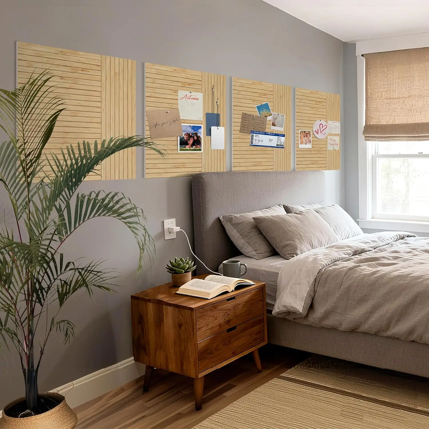 Akoestisch wandpaneel met houtnerfstructuur 12x16 inch, zelfklevend decoratief geluidsabsorberend paneel 1