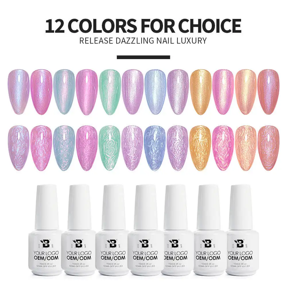 12 Color Shell Aurora Glitter Semi Permanent Soak Off UV Gel Nail Polish 1