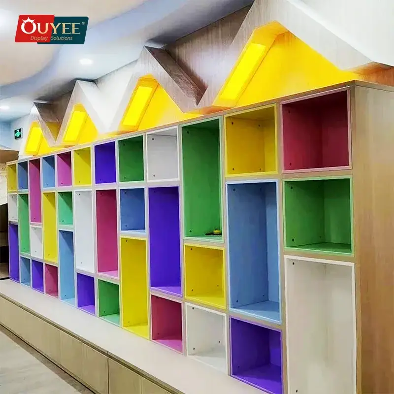 Bibliothèque scolaire en bois avec étagère et bibliothèque intégrée - Vitrine pour librairie pour enfants 1