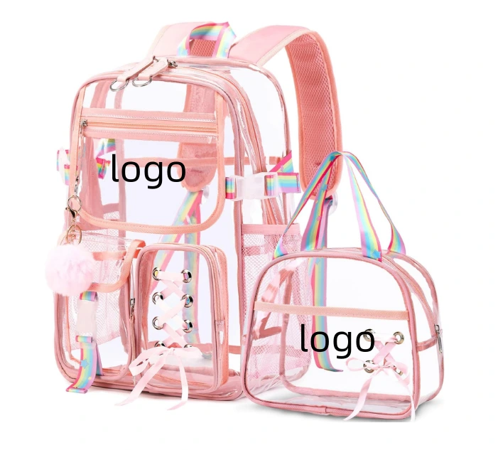 Transparent Backpack With Lunch Bag Heavy Duty See Through Backpack Clear Bookbag Stadium Approved Clear Backpack 1