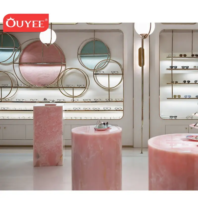 Maßgefertigtes, wandmontiertes Brillen-Präsentationsregal für Optikergeschäfte 1