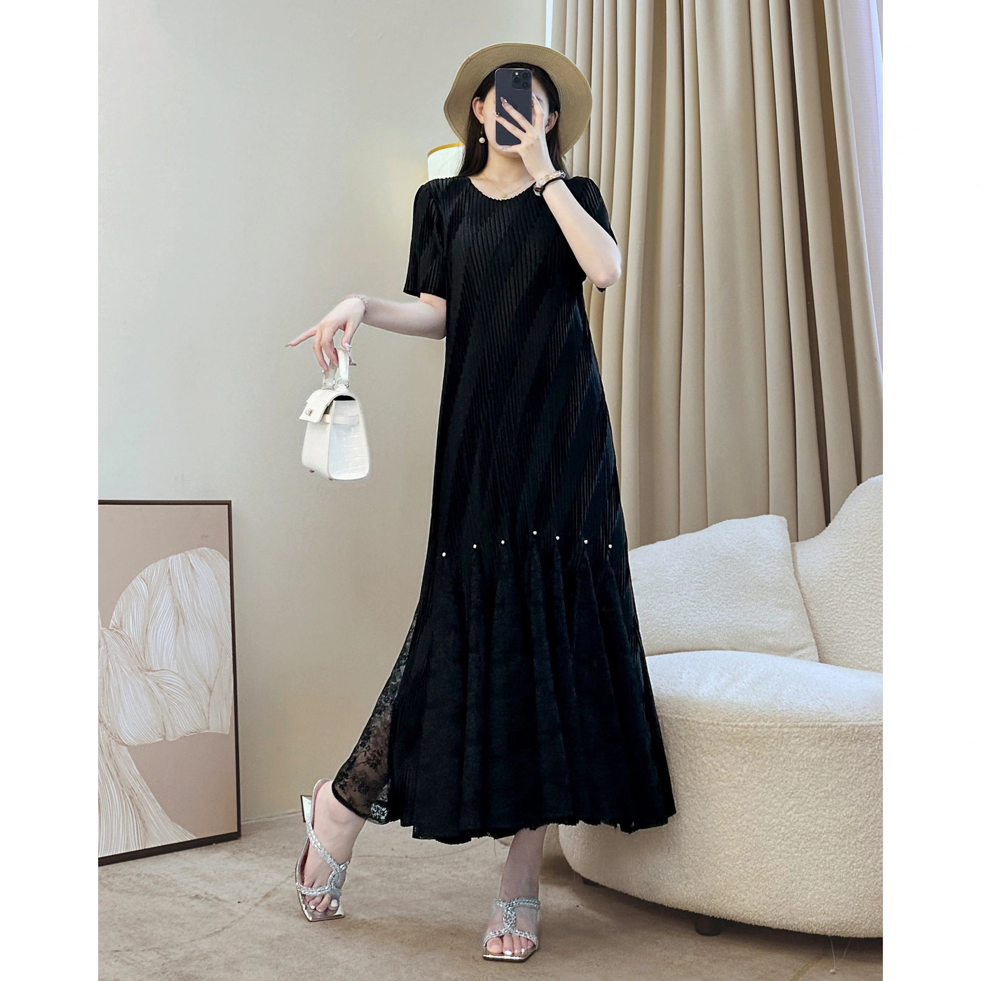 Factory Wholesale OEM Miyake Pleated Elegant Women's Dress 1