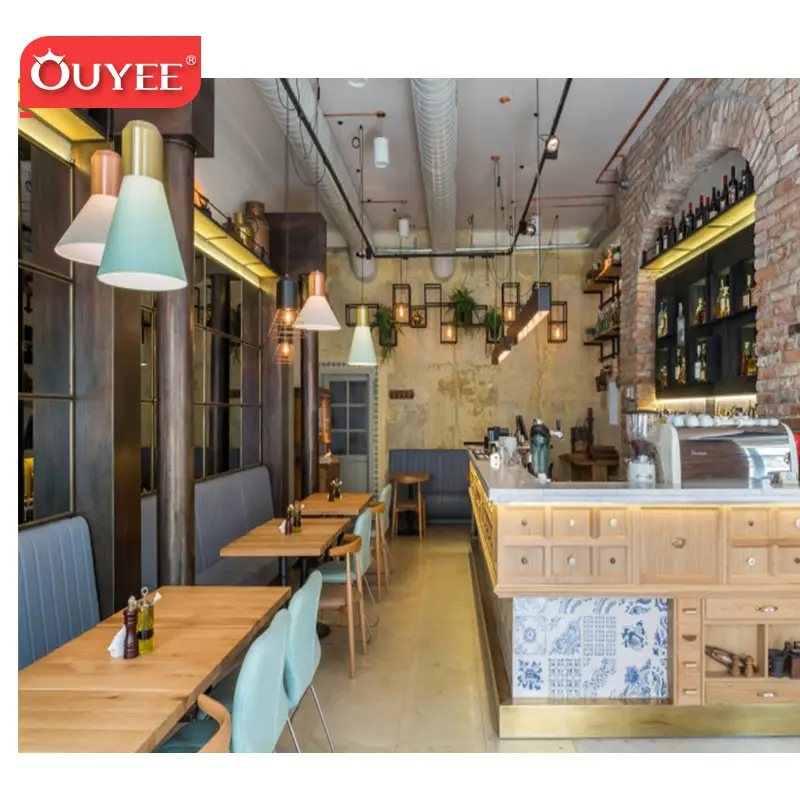 Balcão de cafeteria usado com prateleiras de exposição para café/bar 1