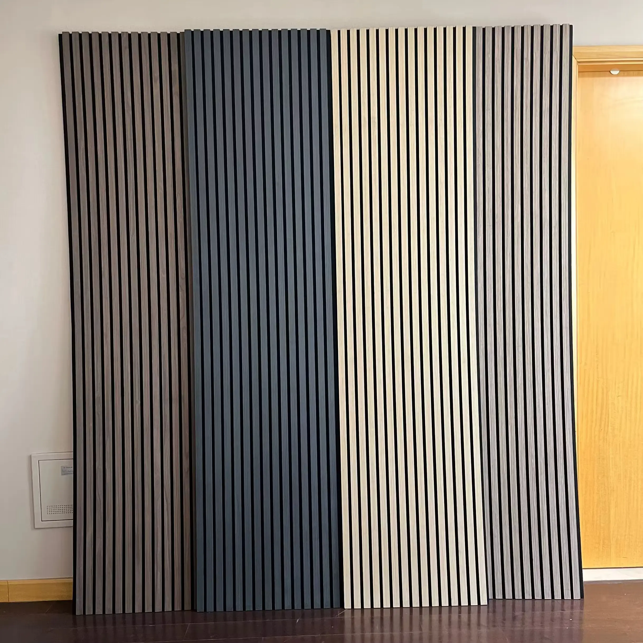 Akupanel Slat Wood Acoustic Panel Polyester Felt Sound Absorbing Wall Panel 1