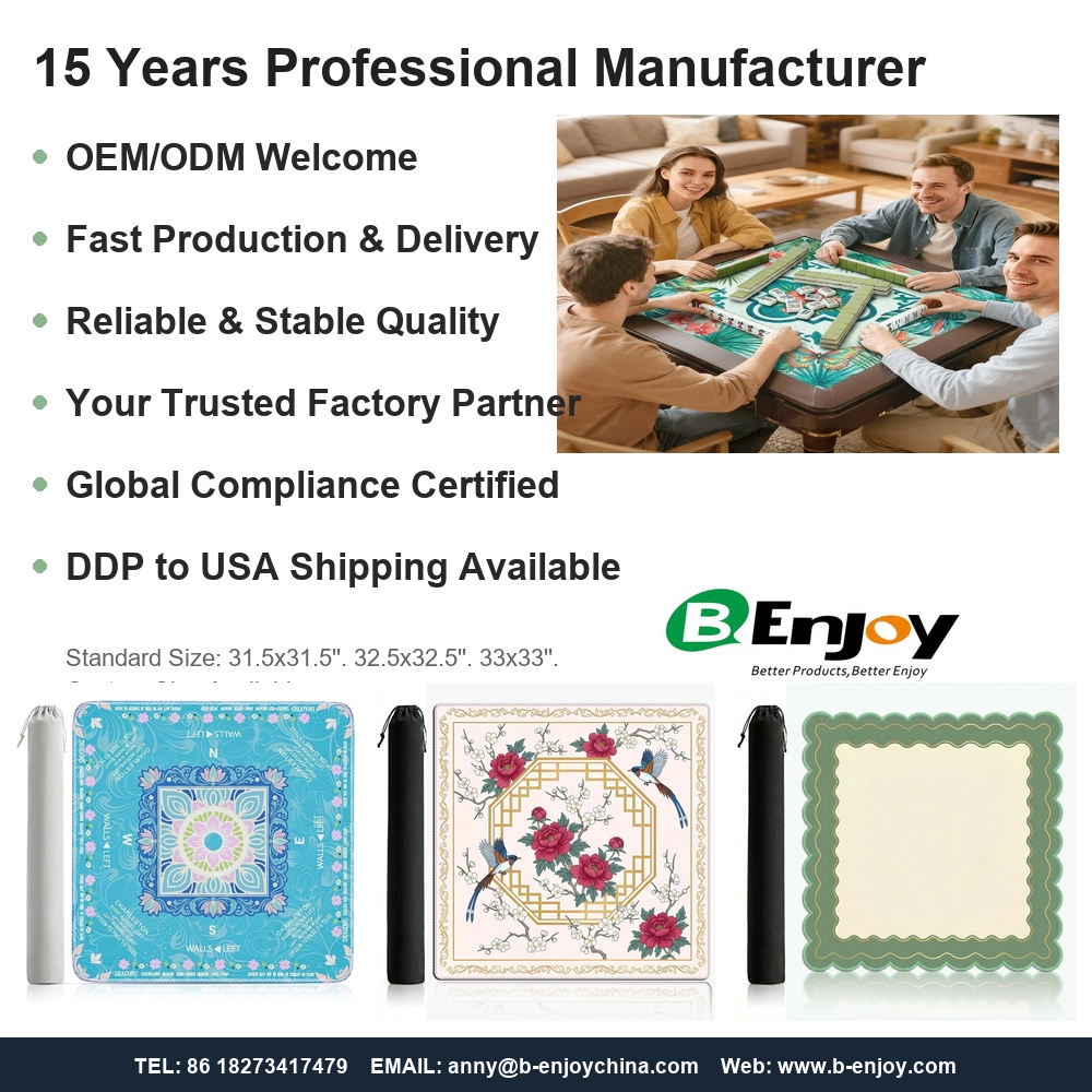 Mahjong Mat Storage Pouch Custom Neoprene Rubber 33 Inch Odorless Non Slip Table Mat Factory Direct Ddp Usa Shipping Premium 6