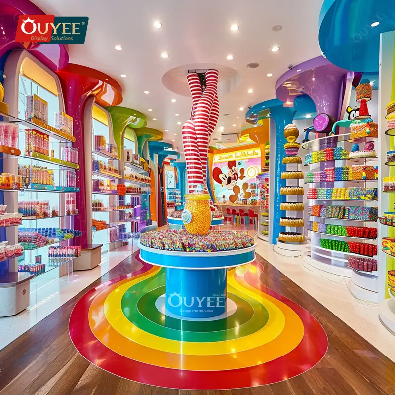 Hölzernes Präsentationsregal für Kekse, Schokolade und Süßigkeiten mit Glastheke 1