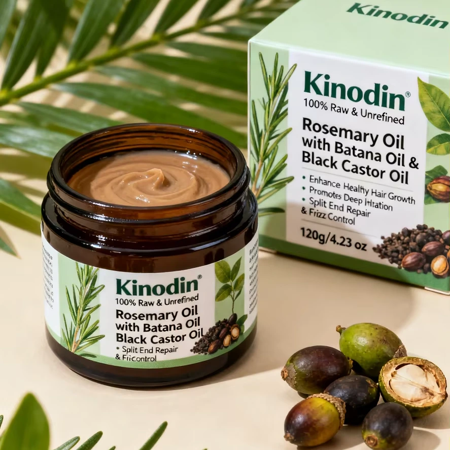 Óleo de Alecrim Orgânico, Óleo de Batana, Óleo de Rícino Preto, Cuidado Capilar Não Refinado, Reparação Capilar, Máscara Natural de Prevenção à Queda de Cabelo 120g/4,23 Oz 1