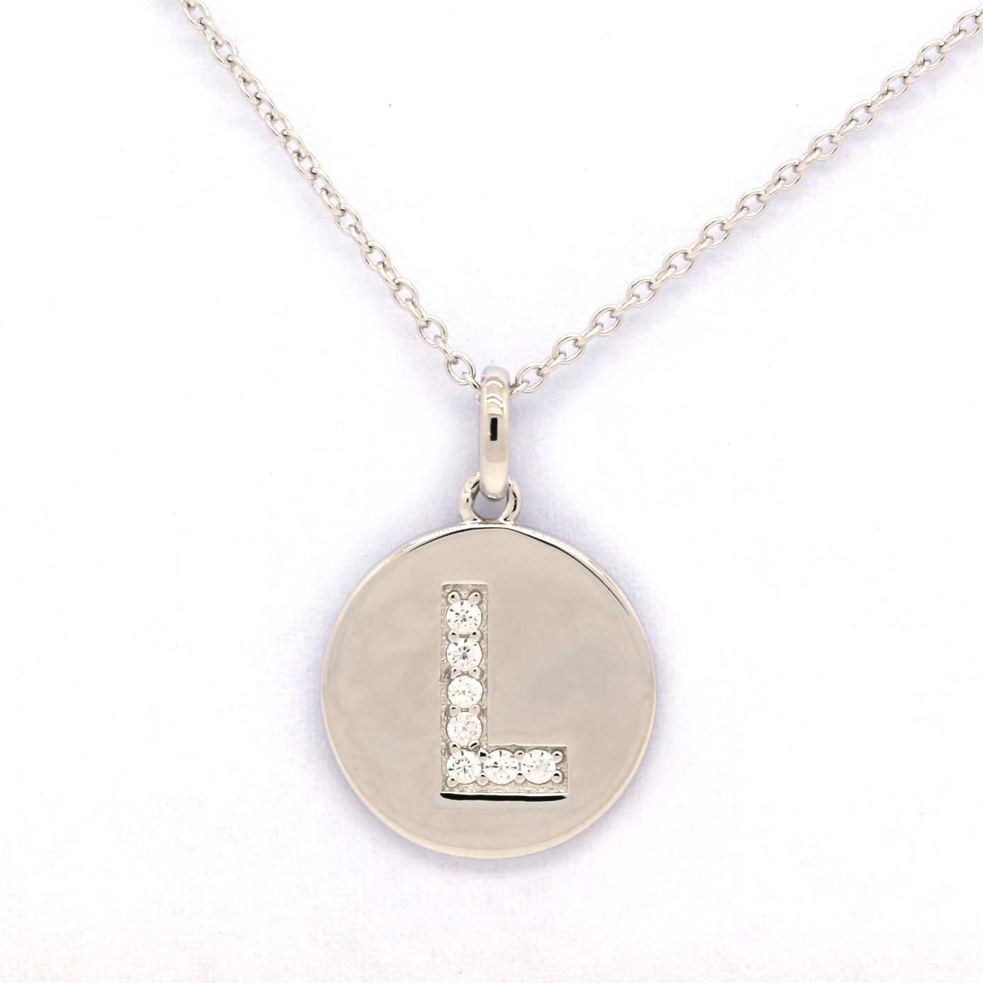 Fine Jewelry Necklaces 925 Silver Sterling Lab Grown Diamond With Chain With Letter Pendant 1