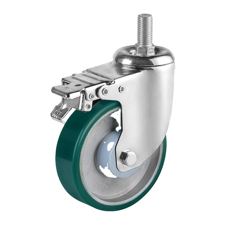 Factory Price Universal With Brake Casters 4 5  Green Pu Trolley Wheel For Equipment 1