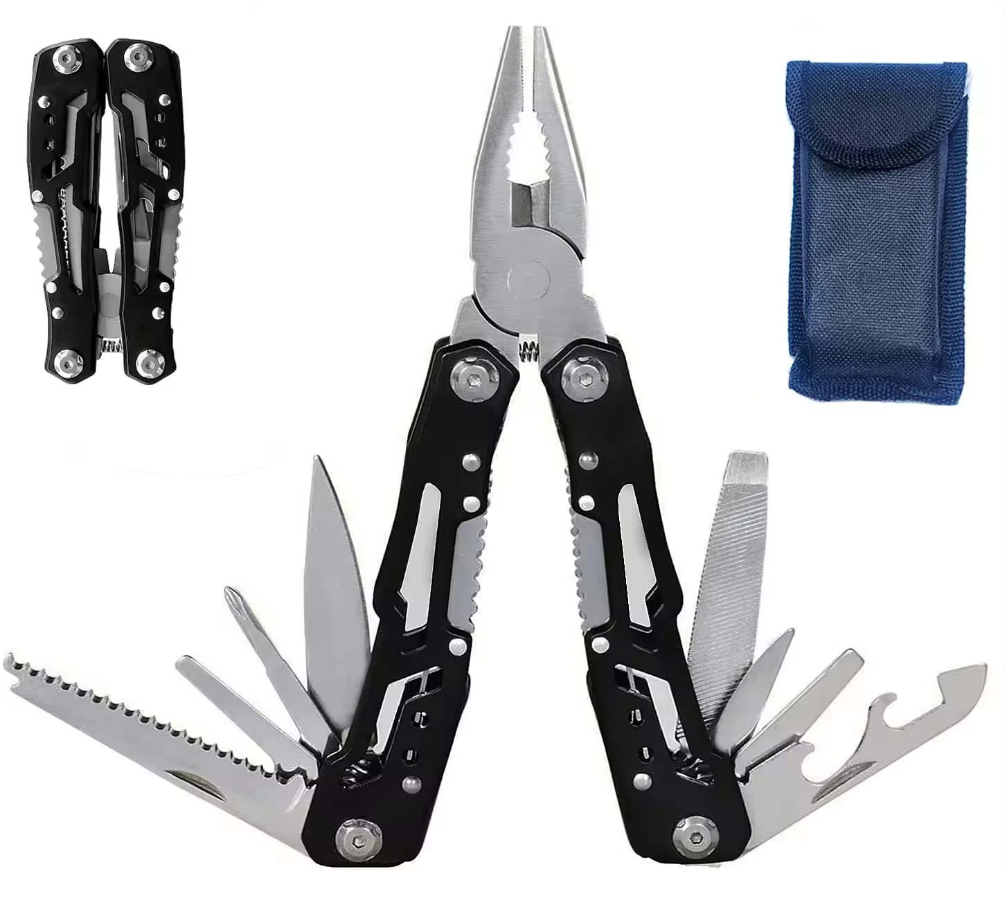 14-in-1 Multifunctional Steel Pliers Multitool Foldable Plastic Handle Pocket Knife Diy Industrial Application Oem Customizable 1