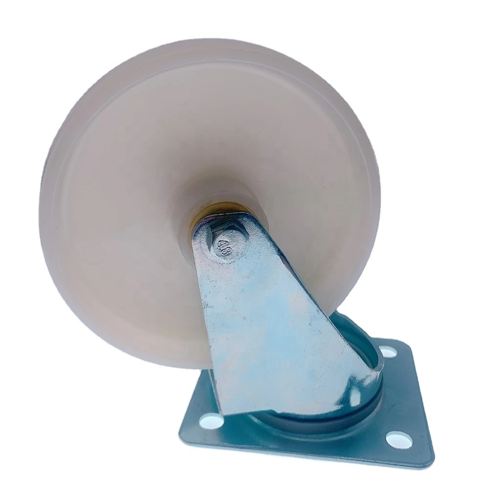 Europe Style Swivel Top Plate White Pp Casters Wheel With Roller Bearing 125mm Swivel Plastic Casters With Brake 1