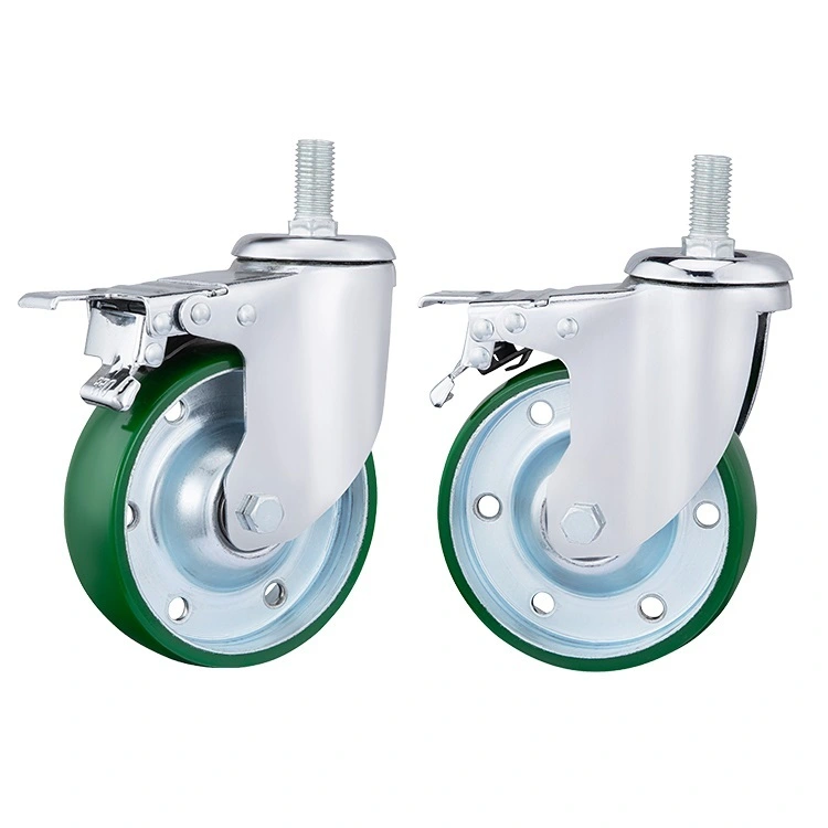 Quiet Polyurethane 4/5/6 Inch Mid Heavy Duty Casters Industrial Casters With Brakes Locking Casters 1