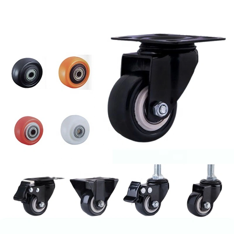 1.5 2 2.5 3 Inch 40mm 50mm Black Red Blue White Orange Small Wheel Swivel Stem Furniture Trolley Castors Pvc Pu Caster Wheels 1