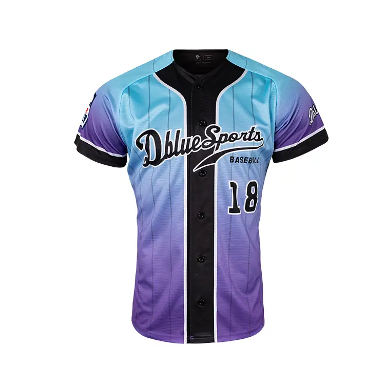 Wholesale Sublimation Logo Baseball Jersey Team Custom Colored O-neck Mens Uniform Full Button Baseball T Shirts 1
