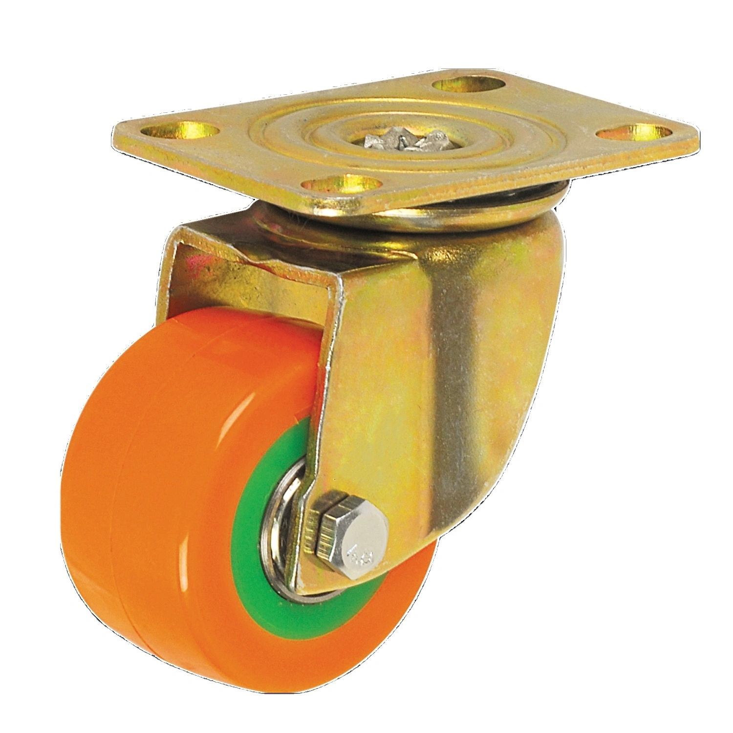 Swivel Zin Plated 2 Inch 100 Kg Heavy Load Capacity Double Ball Bearing Durable Orange Pu Wheel Caster 1