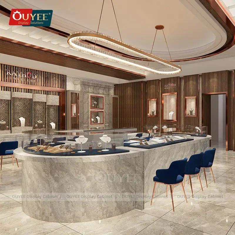 Runder Schmuckvitrinenschrank für die Theke 1