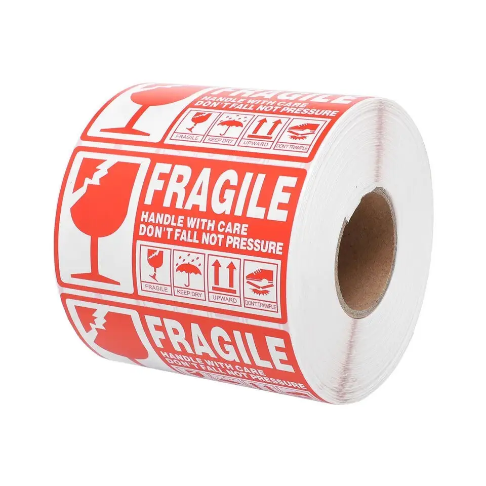 Custom Waterproof Fragile Sticker Rolls for Glass Bottles 1
